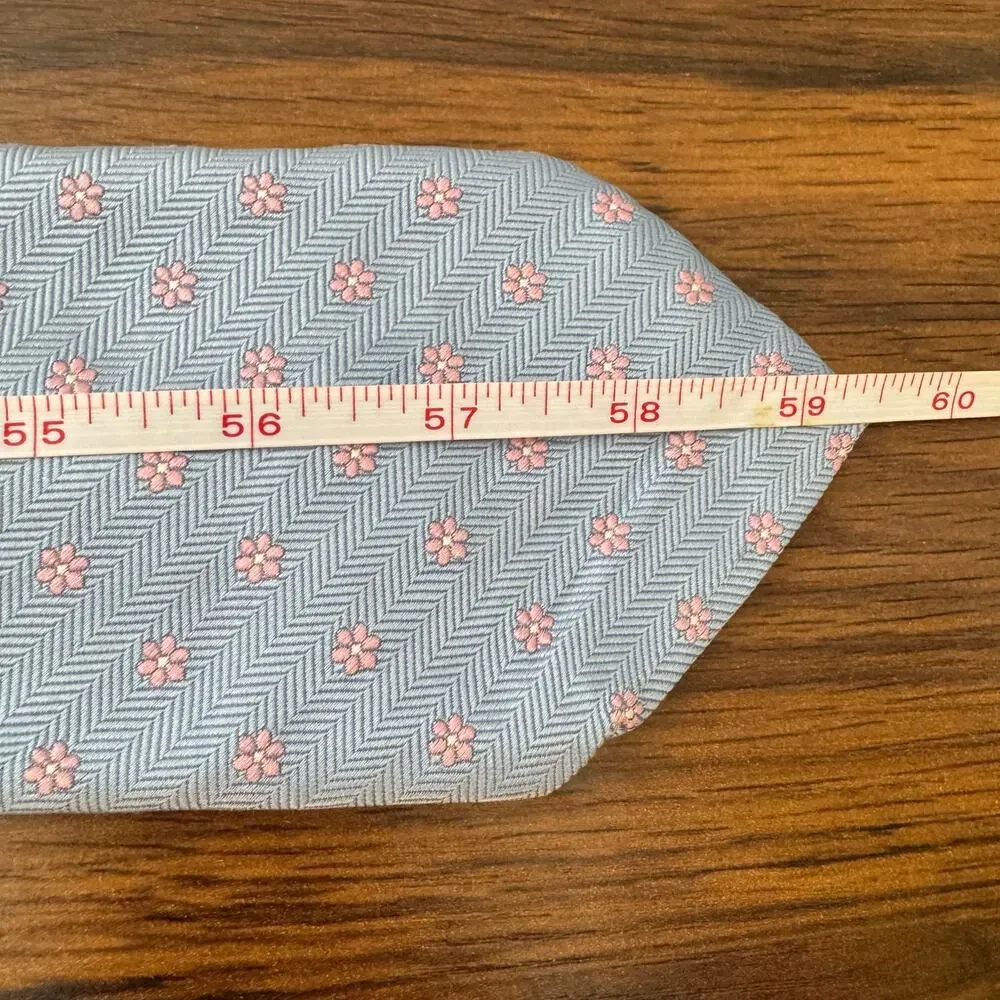 BROOKS BROTHERS Stain‎ Resistant Pink Blue Floral Silk Tie Made In USA 59